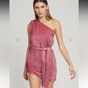 Retrofete Ella Sequin Mini Cocktail Party Dress in Pastel Pink size M